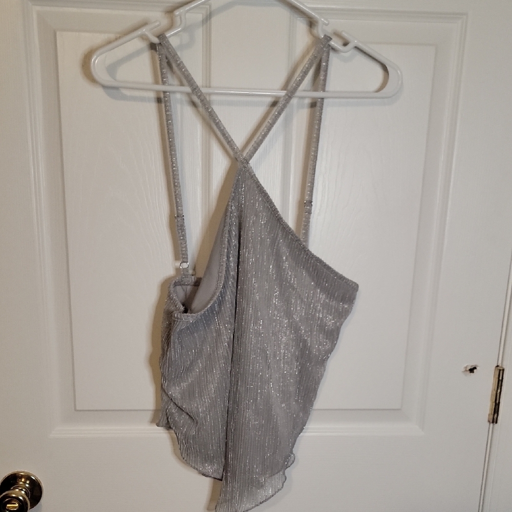 No Boundaries S Metallic Silver Top
